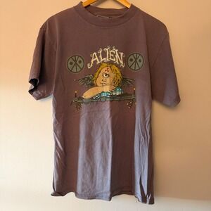 Vintage Alien T Shirt Skate Tee Large Faded Purple Made in USA 90s Cherub